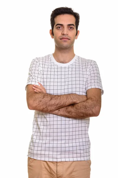 Portrait of young Persian man with arms crossed — Stock Photo, Image