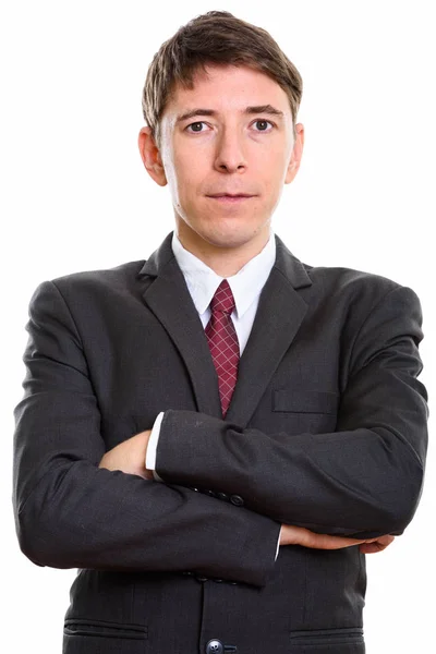 Studio shot of businessman with arms crossed — Stock Photo, Image