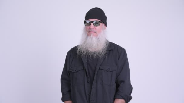 Mature barbu hipster homme penser — Video