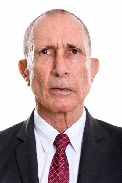 Face of senior businessman isolated against white background — Stock Photo, Image