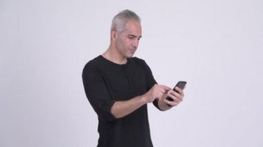 Farsça yakışıklı beyaz arka plan stüdyo çekim