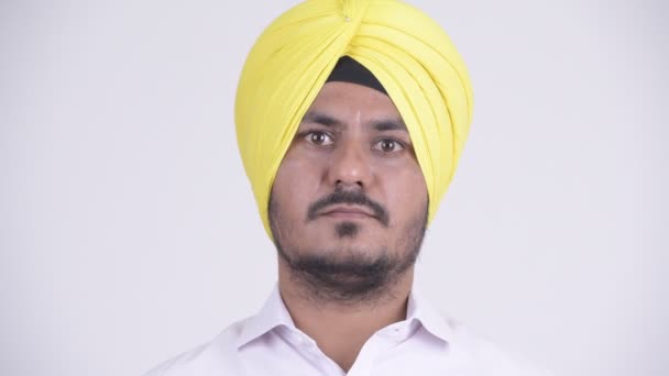 Barbudo indio Sikh empresario que muestra no ver ningún concepto malo — Vídeos de Stock