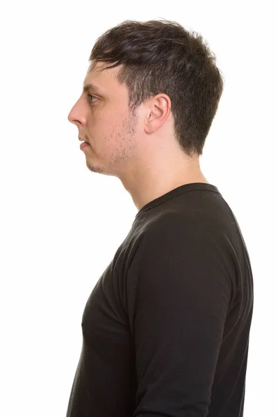 Vue du profil de l'homme caucasien isolé sur fond blanc — Photo