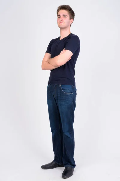 Full body shot profil syn på ung stilig man — Stockfoto