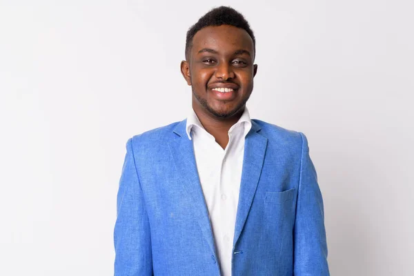 Rostro de feliz joven empresario africano en traje sonriente —  Fotos de Stock