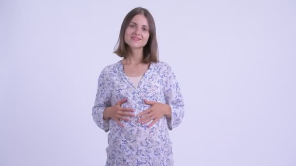 Heureuse jeune femme enceinte — Video