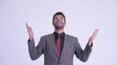 Mutlu sakallı İranlı işadamı bir şey yakalamak