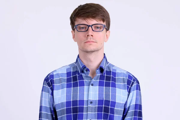 Arca fiatal csinos csípő ember szemüvegek — Stock Fotó