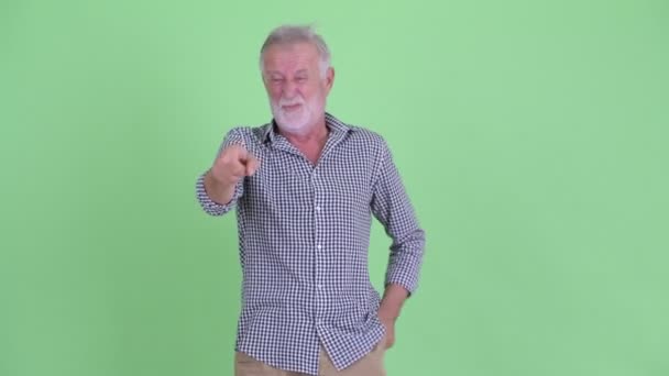 Happy senior bearded man laughing — Stock Video