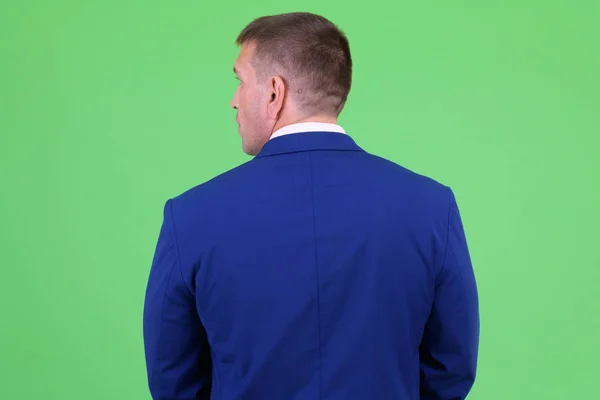 Rückansicht eines reifen Macho-Geschäftsmannes im Anzug — Stockfoto