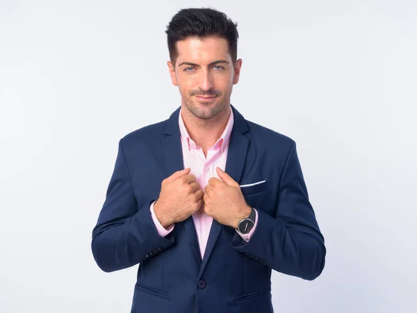 Portrait of young handsome businessman in suit — Stock Photo, Image