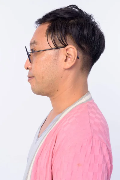 Closeup profile view of Japanese man with eyeglasses — Stock Photo, Image