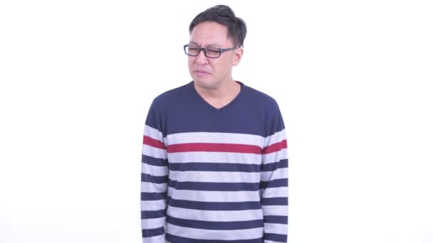 Stressed Japanese hipster man looking sad and crying — ストック動画