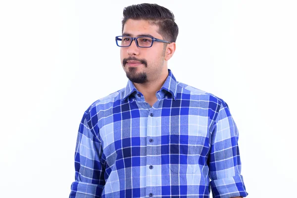 Handsome skäggiga Persiska hipster man med glasögon tänkande — Stockfoto