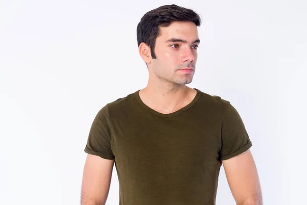 Face of young handsome Persian man thinking — Stock Photo, Image
