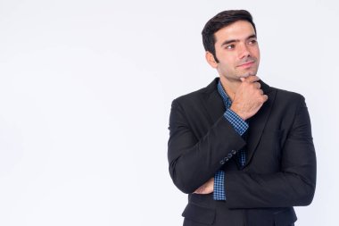 Takım elbiseli yakışıklı İranlı iş adamının portresi.