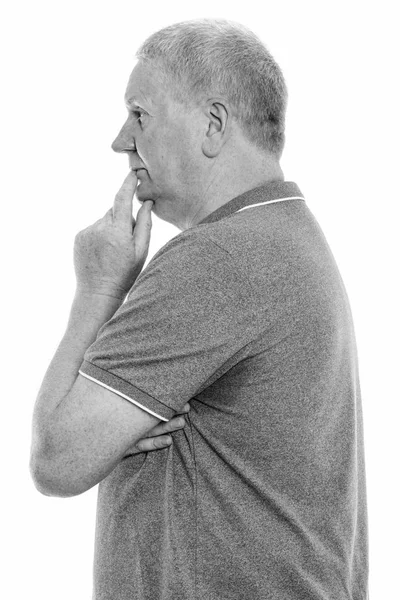 Estudio retrato de hombre caucásico maduro sobre fondo blanco — Foto de Stock
