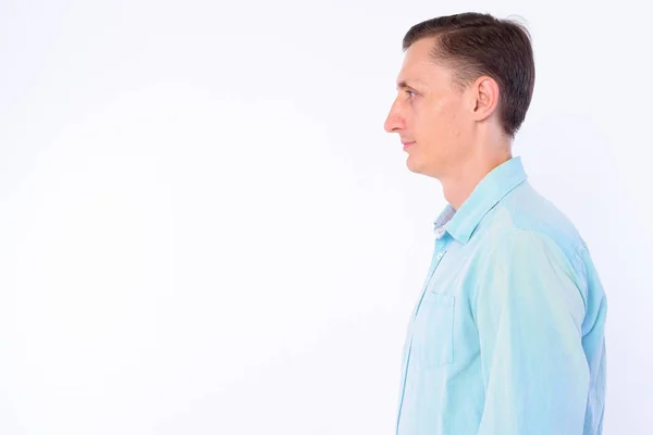 Nahaufnahme Profilbild eines Geschäftsmannes mit blauem Hemd — Stockfoto