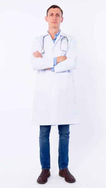 Full body shot of man doctor with arms crossed — Stock Photo, Image