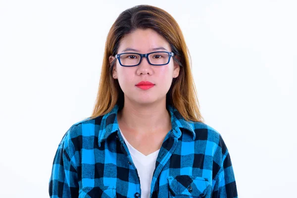 Cara de joven hermosa mujer hipster asiática — Foto de Stock