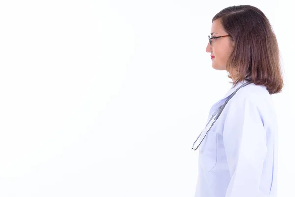 Вид на красивую женщину-врача в очках — стоковое фото