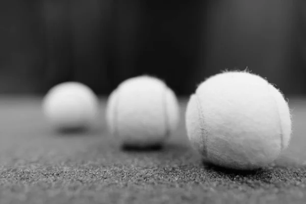 Close Shot Tennis Balls Scattered Ground — Fotografia de Stock