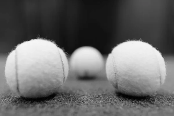 Close Shot Tennis Balls Scattered Ground — Foto Stock