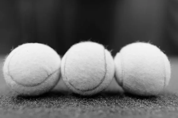 Close Shot Tennis Balls Scattered Ground — Fotografia de Stock