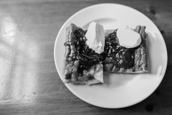 Finnish Pancakes Black White Horizontal Shot — Stock Photo, Image