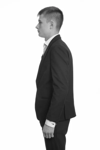 Vue du profil de jeune homme d'affaires en noir et blanc — Photo