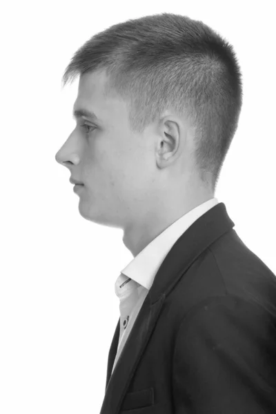 Perfil do jovem empresário em preto e branco — Fotografia de Stock