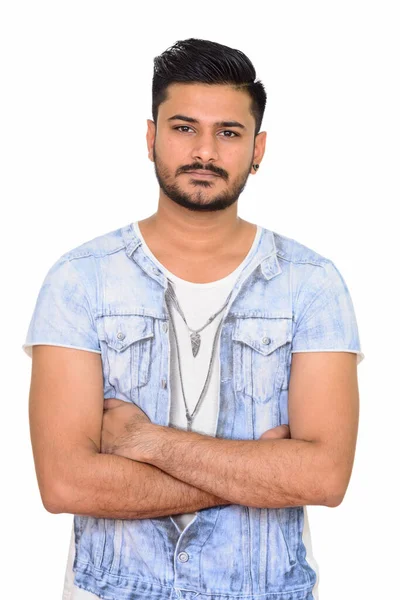 Studio portrait of handsome Indian man with beard — ストック写真