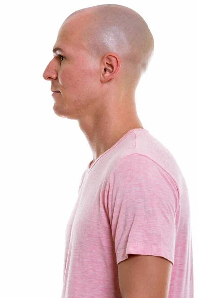 Tampilan profil pemuda tampan botak — Stok Foto