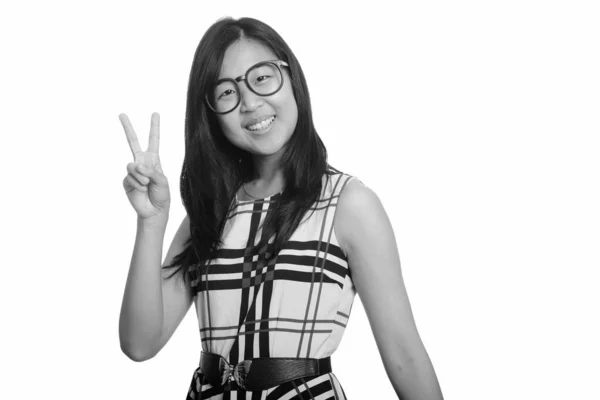 Studio Strzał Młody Piękny Azji Businesswoman Izolowane Białym Tle Czerni — Zdjęcie stockowe