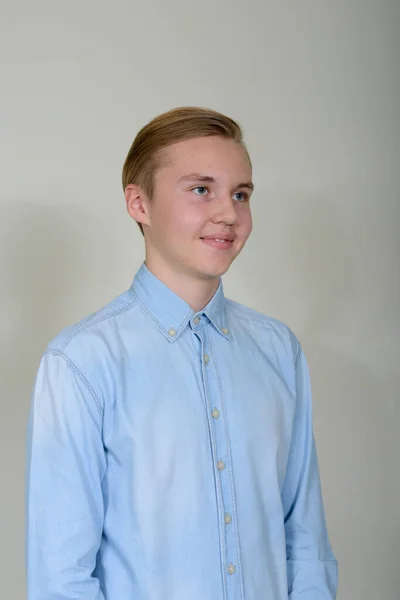 Portrait Young Handsome Blond Teenage Boy — Fotografia de Stock