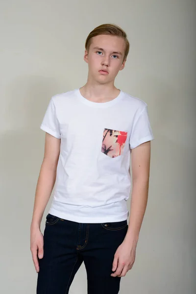 Portrait Young Handsome Blond Teenage Boy — Zdjęcie stockowe