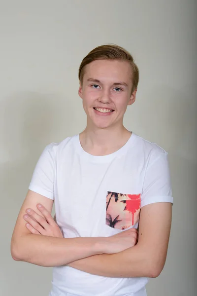 Portrait Young Handsome Blond Teenage Boy — Stockfoto