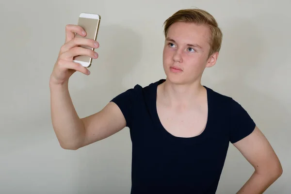 Portrait Young Handsome Blond Teenage Boy — Fotografia de Stock