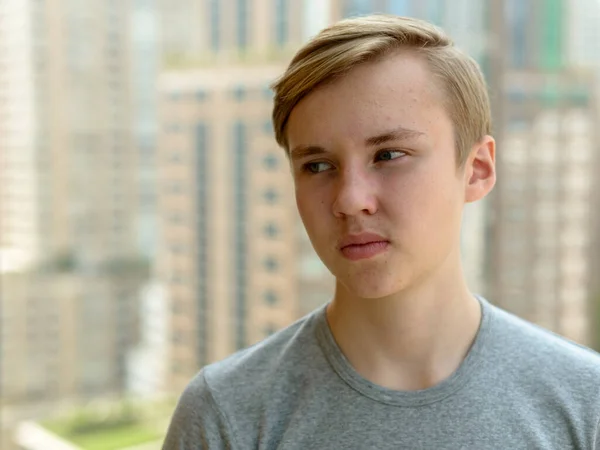 Portrait Young Handsome Blond Teenage Boy — Photo