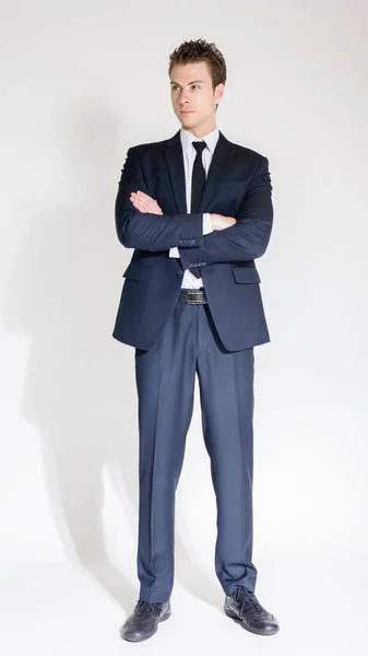 Studio Shot Young Handsome Businessman Suit White Background — kuvapankkivalokuva