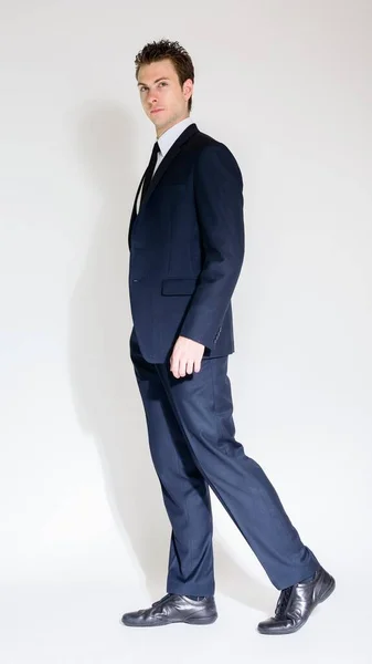 Studio Shot Young Handsome Businessman Suit White Background — Fotografia de Stock