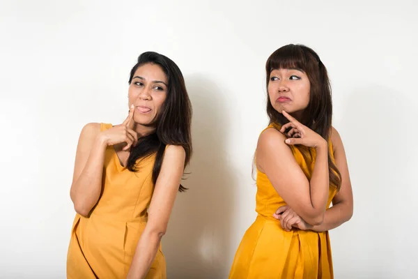 Studio Shot Two Young Asian Women Together White Background —  Fotos de Stock