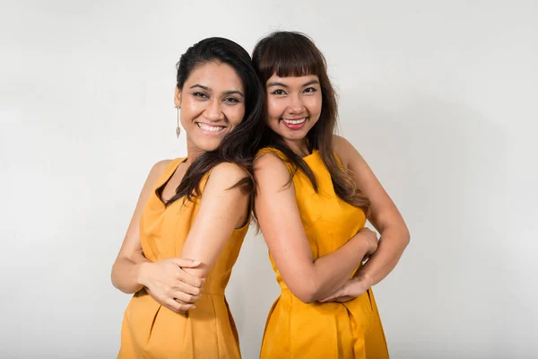 Studio Shot Two Young Asian Women Together White Background —  Fotos de Stock