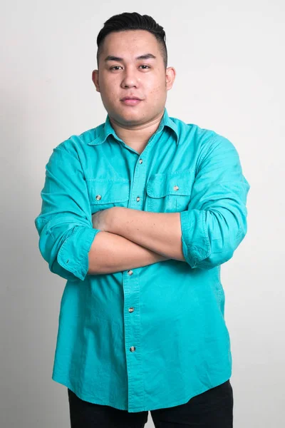 Studio Shot Young Handsome Overweight Filipino Businessman White Background — Stok fotoğraf