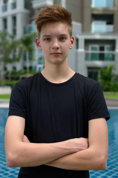 Portrait Young Handsome Teenage Boy Outdoors — Stock Fotó