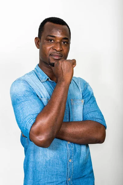 Studio Shot Handsome Bearded African Man — Stok fotoğraf