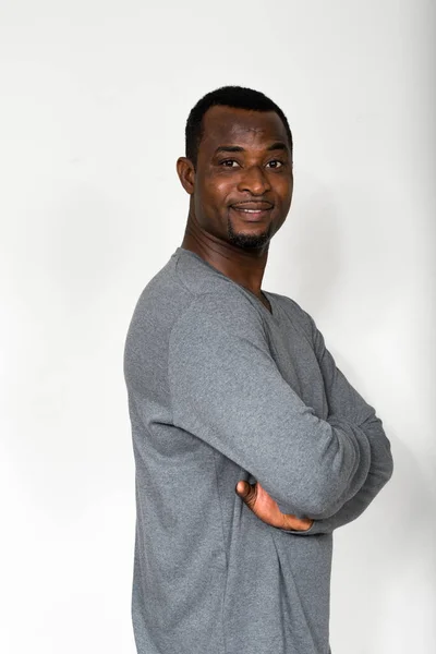 Studio Shot Handsome Bearded African Man — Stok fotoğraf