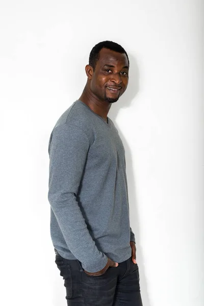 Studio Shot Handsome Bearded African Man — ストック写真