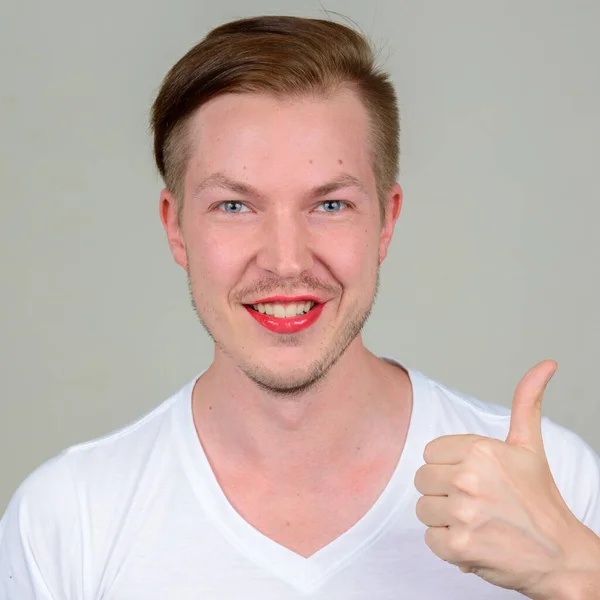Studio Záběr Mladý Skandinávský Muž Make Upem — Stock fotografie