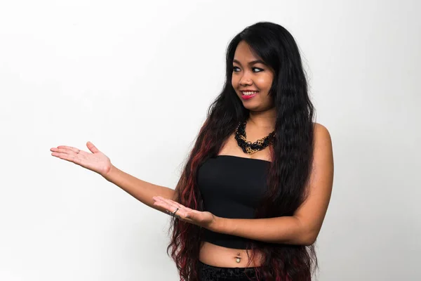 Studio Shot Young Asian Woman Long Hair — Stock Photo, Image